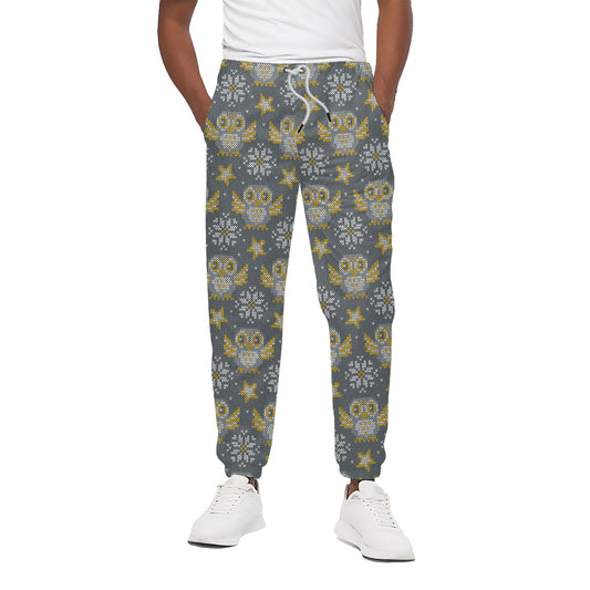 Owl Knitted Pattern Print Cotton Pants