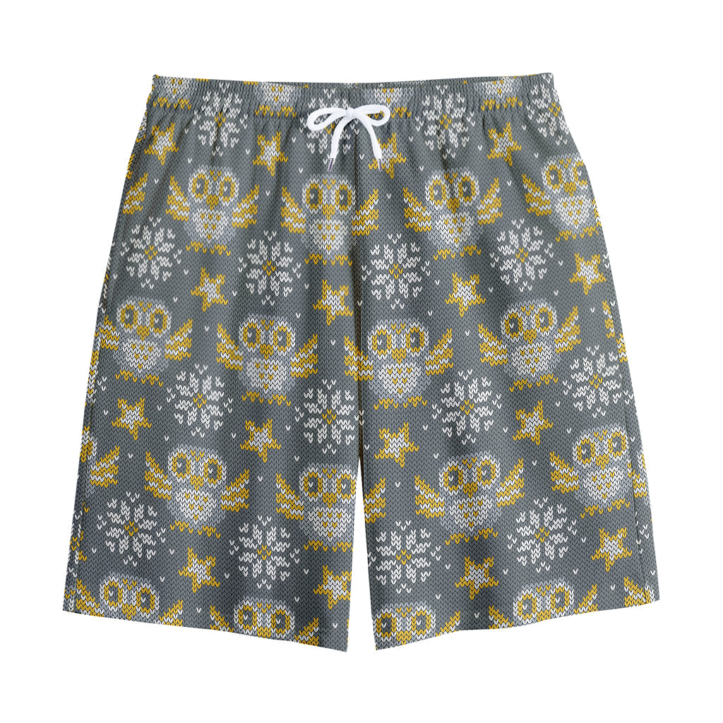 Owl Knitted Pattern Print Cotton Shorts