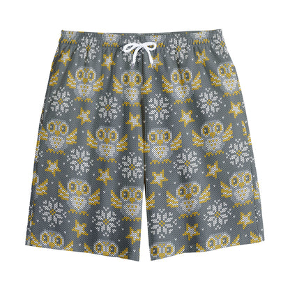 Owl Knitted Pattern Print Cotton Shorts
