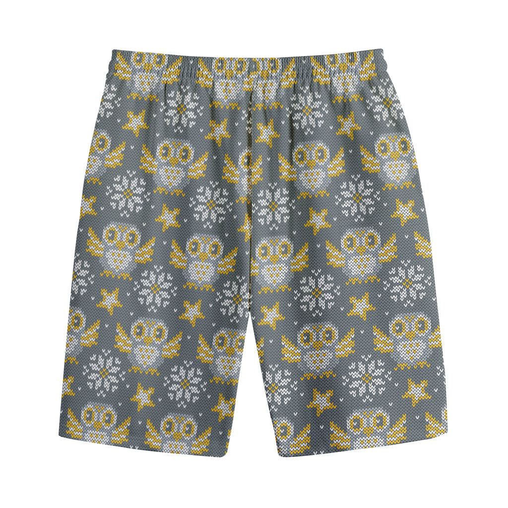 Owl Knitted Pattern Print Cotton Shorts