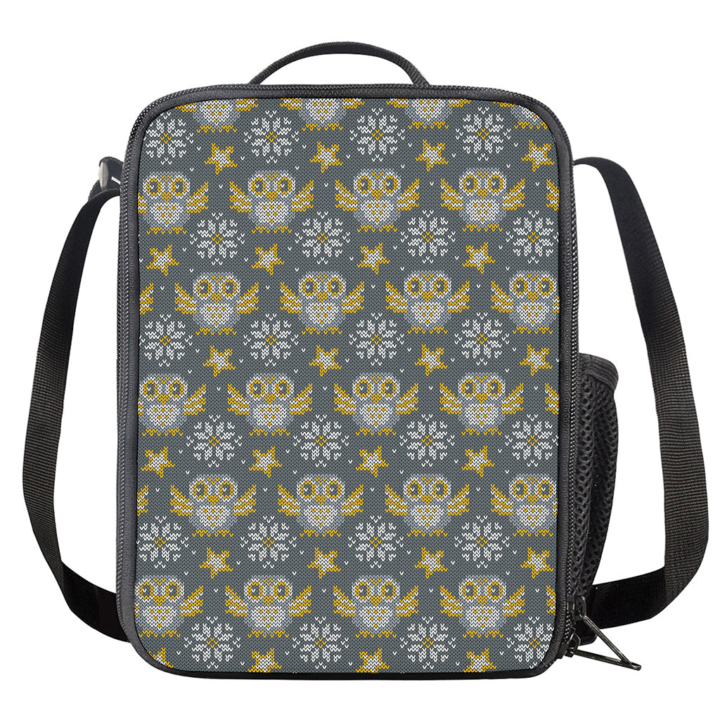 Owl Knitted Pattern Print Crossbody Lunch Bag