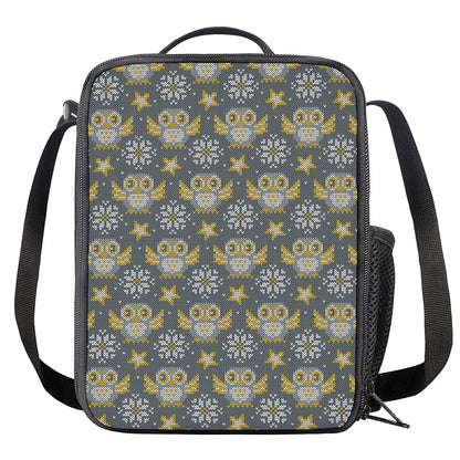 Owl Knitted Pattern Print Crossbody Lunch Bag