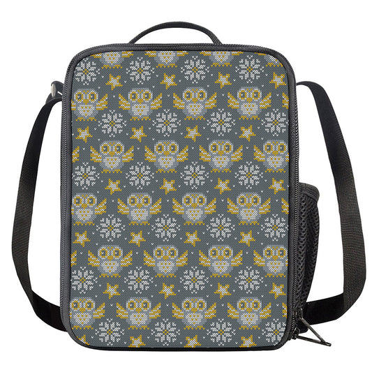 Owl Knitted Pattern Print Crossbody Lunch Bag