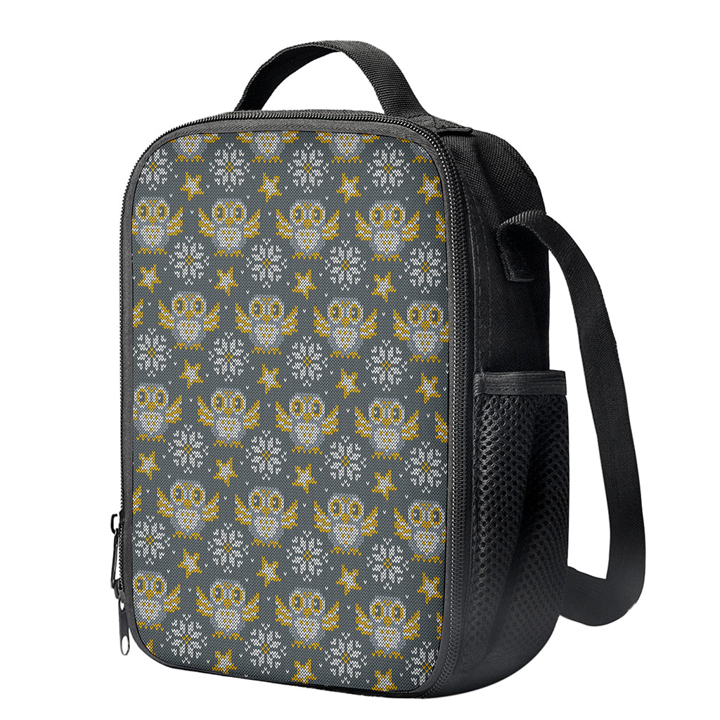 Owl Knitted Pattern Print Crossbody Lunch Bag