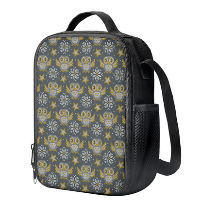 Owl Knitted Pattern Print Crossbody Lunch Bag