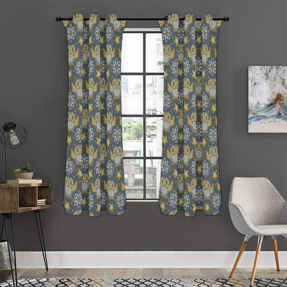 Owl Knitted Pattern Print Curtain