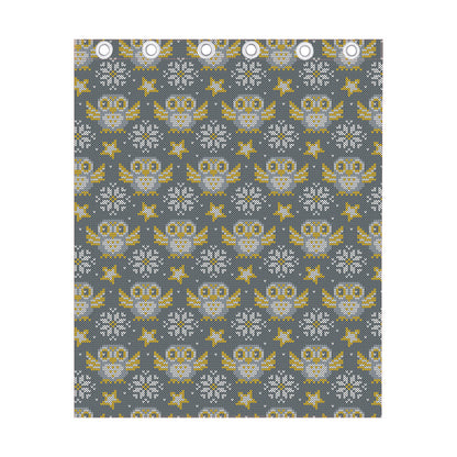 Owl Knitted Pattern Print Curtain