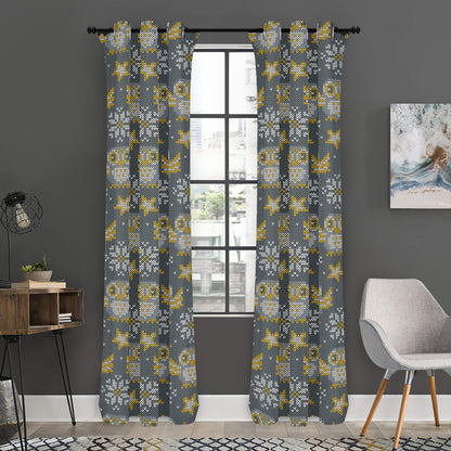 Owl Knitted Pattern Print Curtain