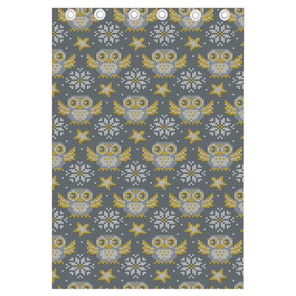 Owl Knitted Pattern Print Curtain