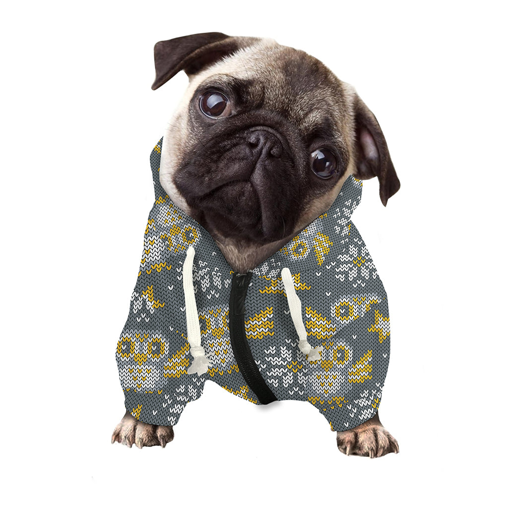Owl Knitted Pattern Print Dog Zip Up Hoodie