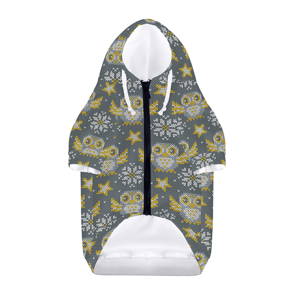 Owl Knitted Pattern Print Dog Zip Up Hoodie