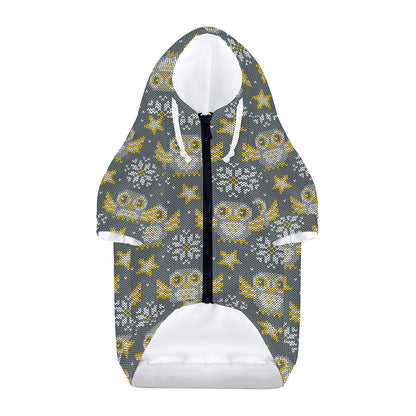 Owl Knitted Pattern Print Dog Zip Up Hoodie