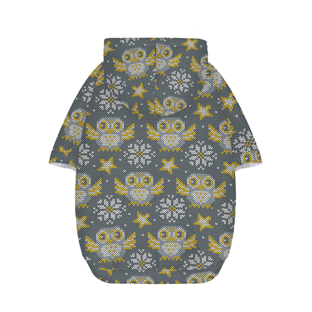 Owl Knitted Pattern Print Dog Zip Up Hoodie