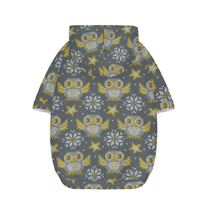 Owl Knitted Pattern Print Dog Zip Up Hoodie