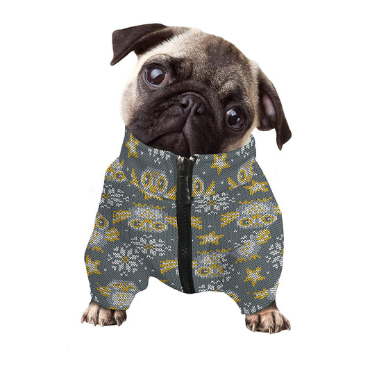 Owl Knitted Pattern Print Dog Zip Up Jacket