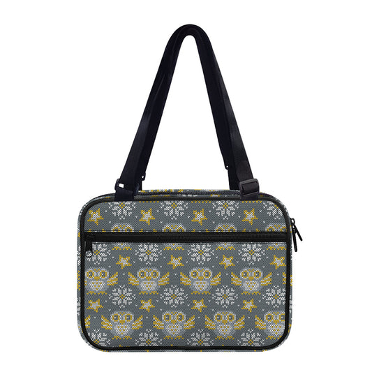 Owl Knitted Pattern Print Double Strap Bible Bag