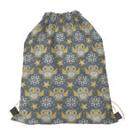 Owl Knitted Pattern Print Drawstring Bag