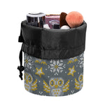 Owl Knitted Pattern Print Drawstring Makeup Bag