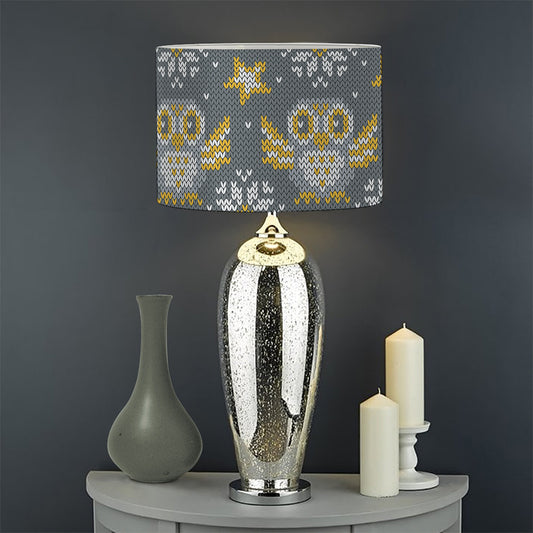 Owl Knitted Pattern Print Drum Lamp Shade