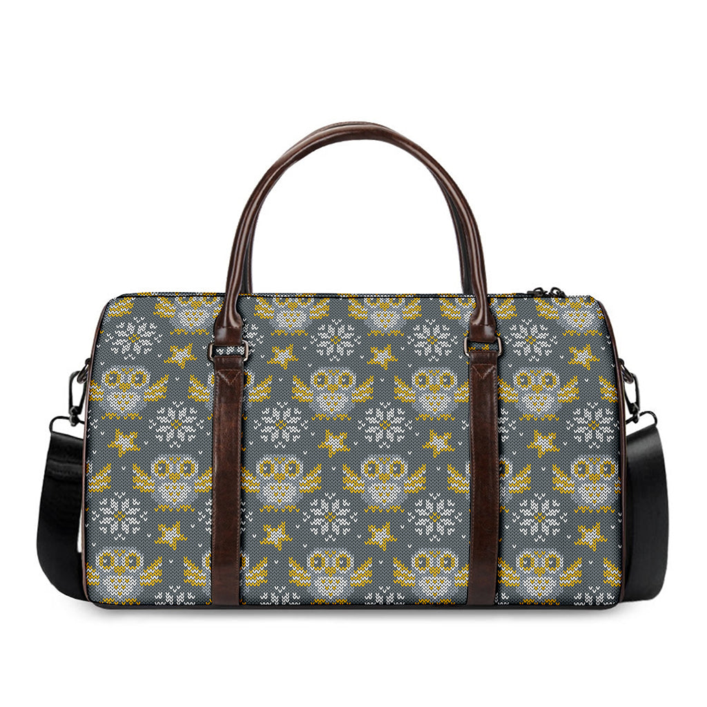 Owl Knitted Pattern Print Duffle Bag