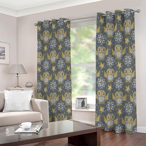 Owl Knitted Pattern Print Extra Wide Grommet Curtains