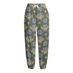 Owl Knitted Pattern Print Fleece Lined Knit Pants