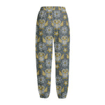 Owl Knitted Pattern Print Fleece Lined Knit Pants