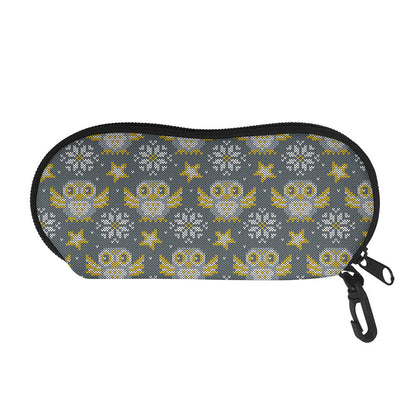 Owl Knitted Pattern Print Glasses Case