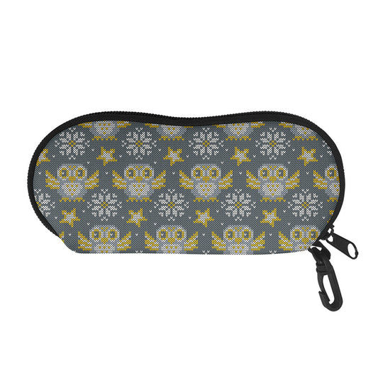 Owl Knitted Pattern Print Glasses Case
