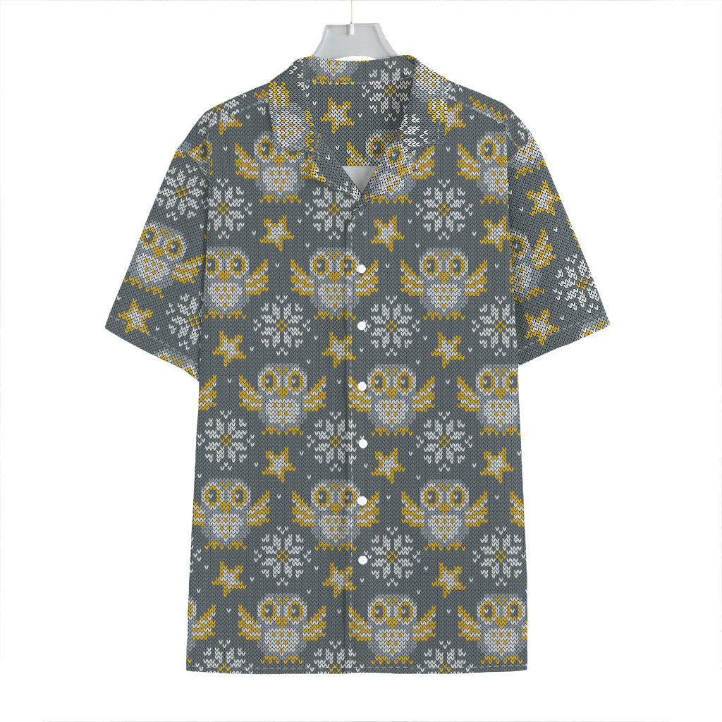 Owl Knitted Pattern Print Hawaiian Shirt