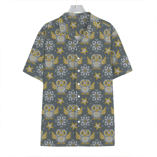 Owl Knitted Pattern Print Hawaiian Shirt
