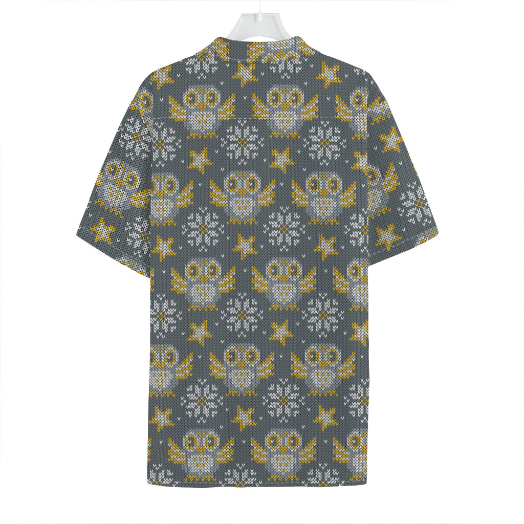 Owl Knitted Pattern Print Hawaiian Shirt