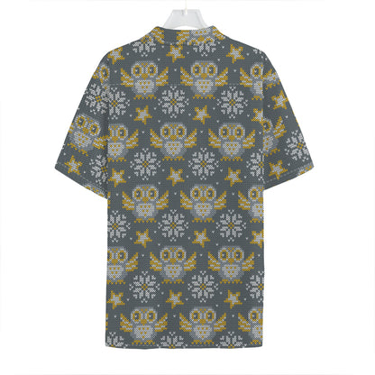 Owl Knitted Pattern Print Hawaiian Shirt