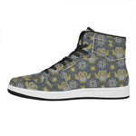 Owl Knitted Pattern Print High Top Leather Sneakers