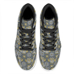 Owl Knitted Pattern Print High Top Leather Sneakers