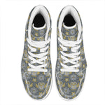Owl Knitted Pattern Print High Top Leather Sneakers
