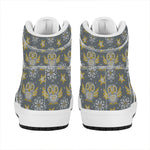 Owl Knitted Pattern Print High Top Leather Sneakers