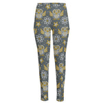 Owl Knitted Pattern Print High-Waisted Pocket Leggings