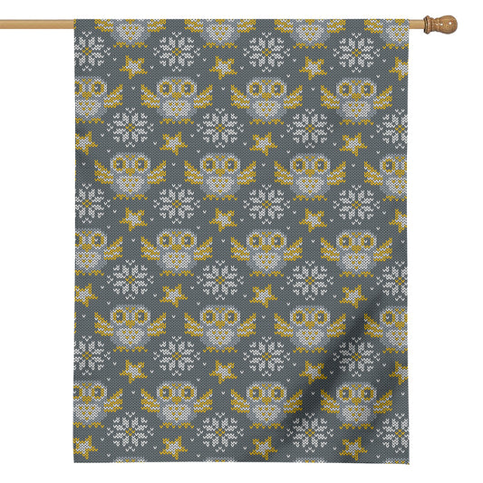 Owl Knitted Pattern Print House Flag