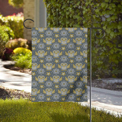 Owl Knitted Pattern Print House Flag