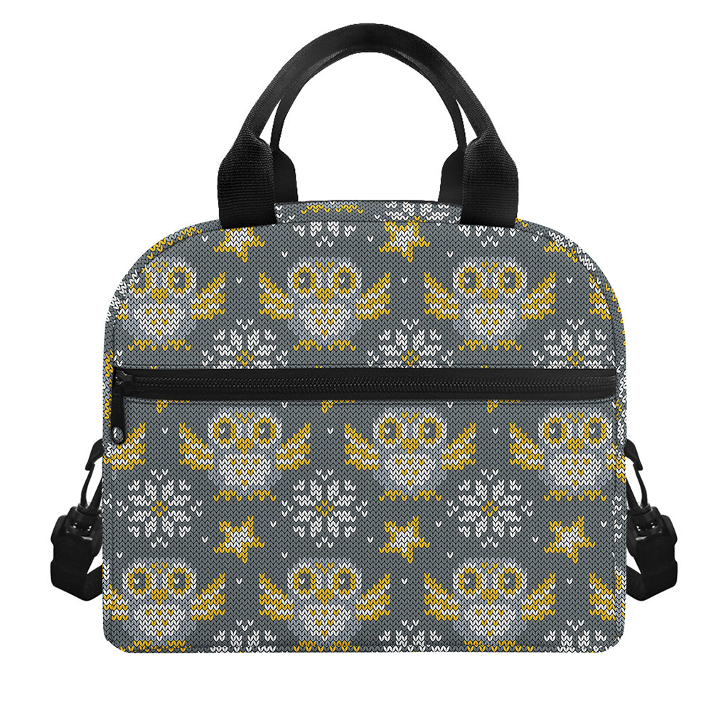 Owl Knitted Pattern Print Insulated Lunch Bag