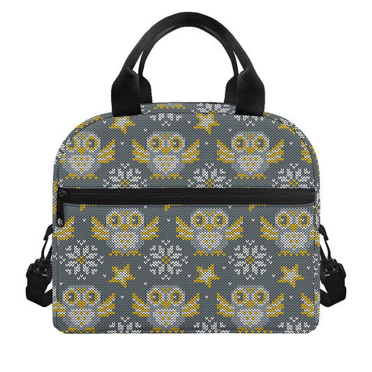 Owl Knitted Pattern Print Insulated Lunch Bag