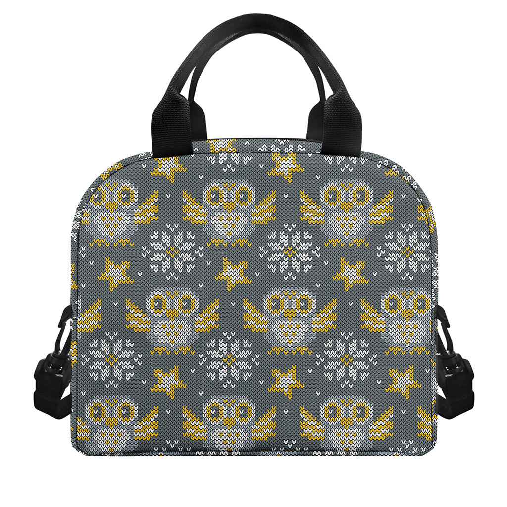 Owl Knitted Pattern Print Insulated Lunch Bag