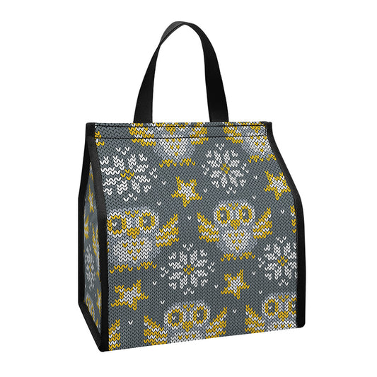 Owl Knitted Pattern Print Insulated Lunch Tote
