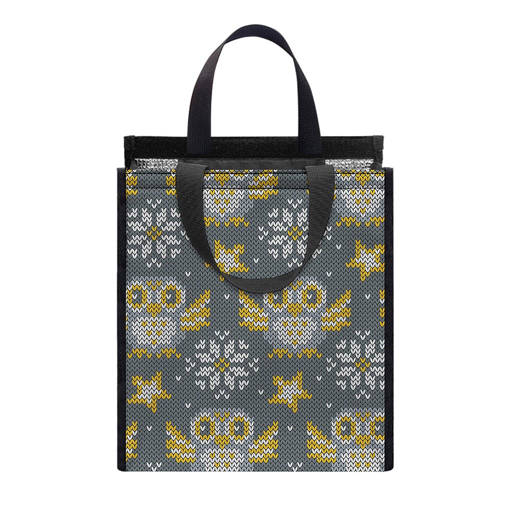 Owl Knitted Pattern Print Insulated Lunch Tote