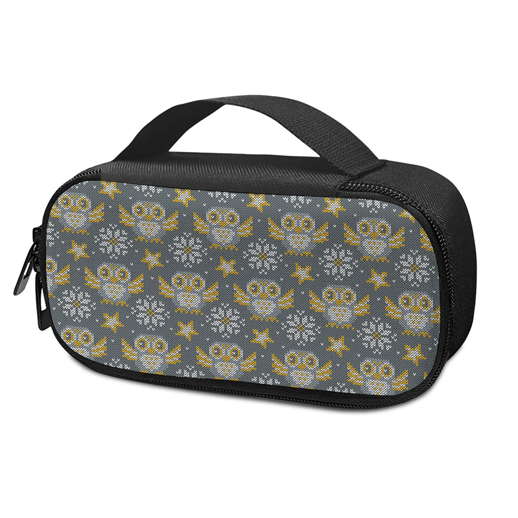 Owl Knitted Pattern Print Insulin Cooler Travel Case