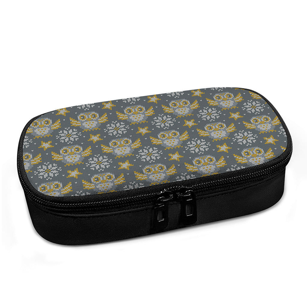 Owl Knitted Pattern Print Insulin Cooler Travel Case