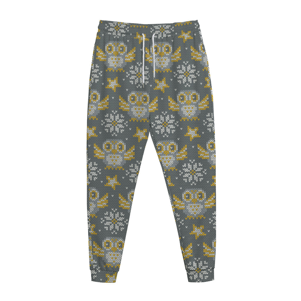 Owl Knitted Pattern Print Jogger Pants