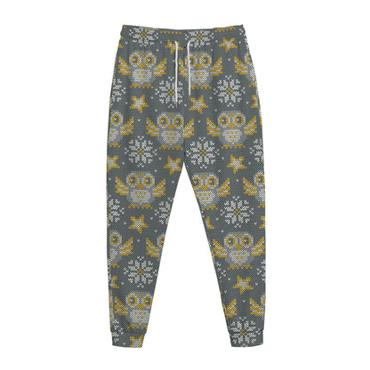 Owl Knitted Pattern Print Jogger Pants