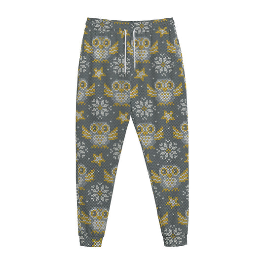 Owl Knitted Pattern Print Jogger Pants